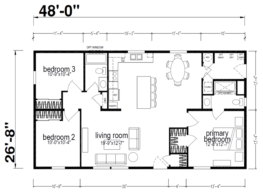 Carlton 28 X 48 1280 sqft Mobile Home | Champion Homes Center